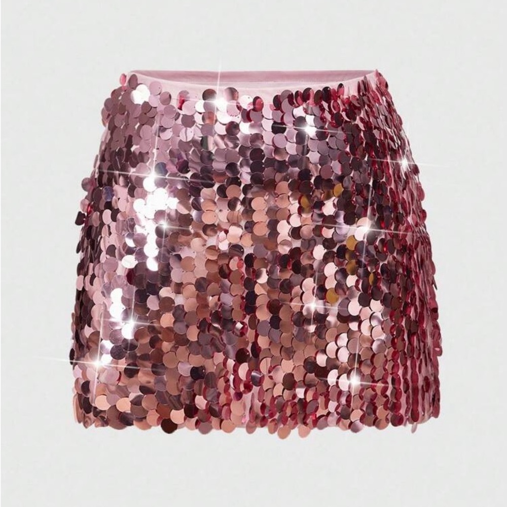 Shinestar Rose Pink Sequin Mini Skirt